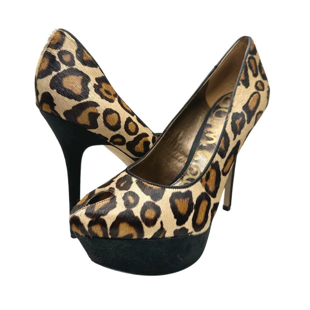 Sam Edelman | Women | Niland Leopard Print Keyhole Calf Hair Stiletto Heels | 8M